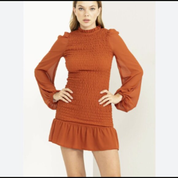 HFYVE Ruffled Smocked Mini Dress - Simons - Size MED  BLACK - Picture 2 of 8